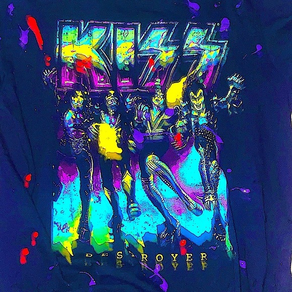 NEW!- Super rare permanent hang tag hence off white styled KISS DESTROYED T RARE - Picture 4 of 13